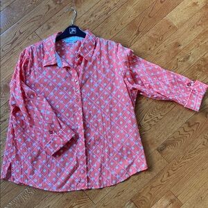 Alia Orange Patterned Button-Up Shirt